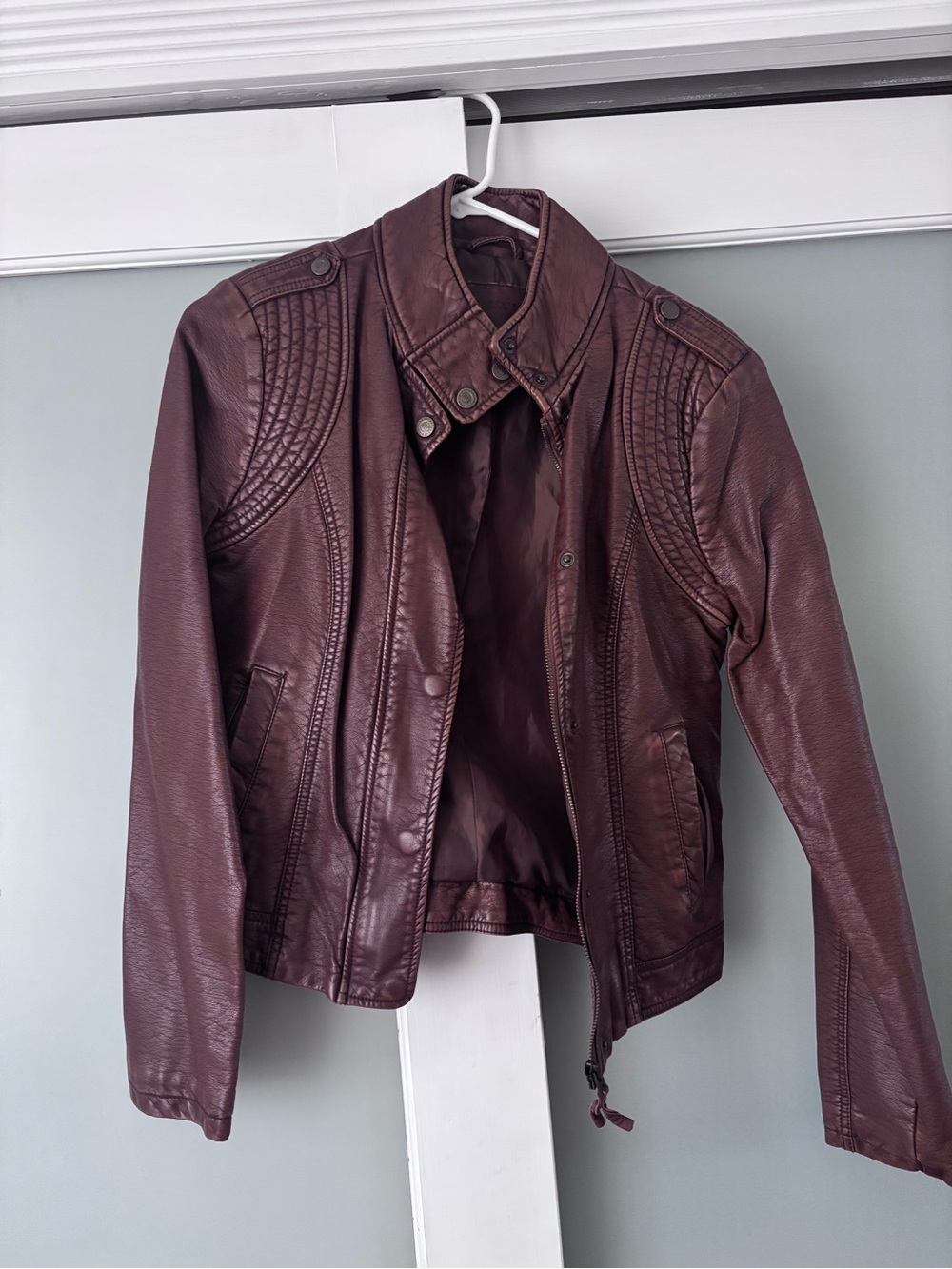 Aeropostale Women's  Faux Leather Moto Jacket